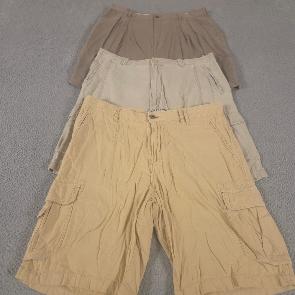 LOT OF 3 Tommy Bahama Shorts Mens 38 Multi Relaxed Fit Silk Cargo Pleated Beach